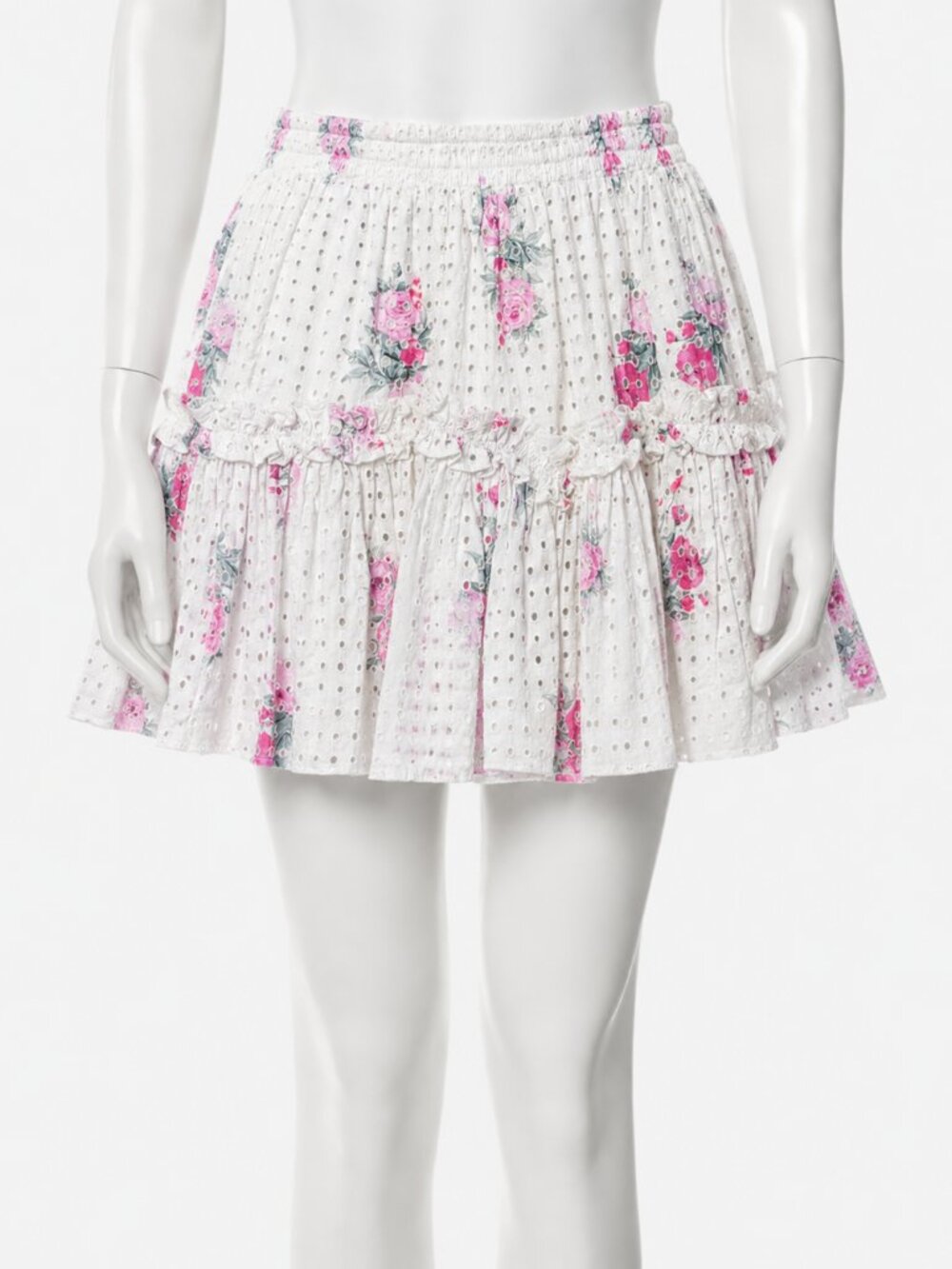 LoveShackFancy Antique White Floral Mini Skirt (XS) New without tags.